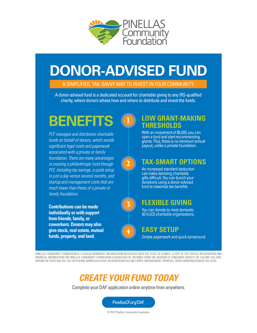 PCF Donor-Advised Fund Benefits PDF document