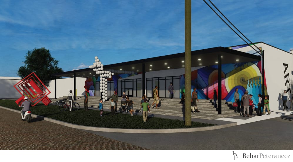 A rendering of the front of The Factory St. Pete in the Warehouse Arts District.